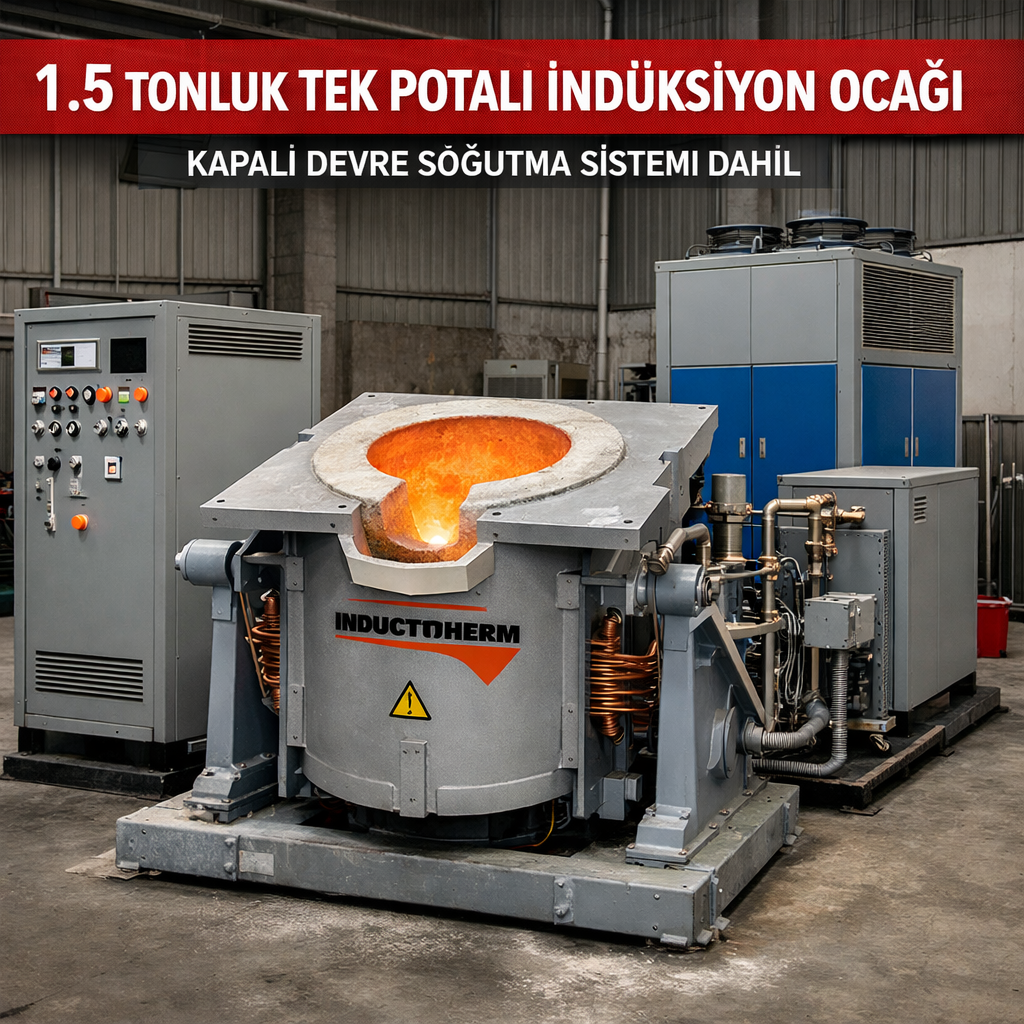 1.5 Tonluk Tek Potalı Inductotherm İndüksiyon Ocağı – Kapalı Devre Soğutma Sistemli